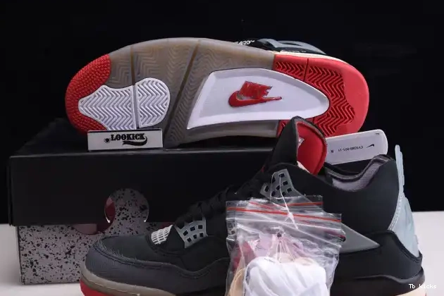 Reps TBK Jordan Retro x Off White CV9388-001 Air 4 Bred 0514